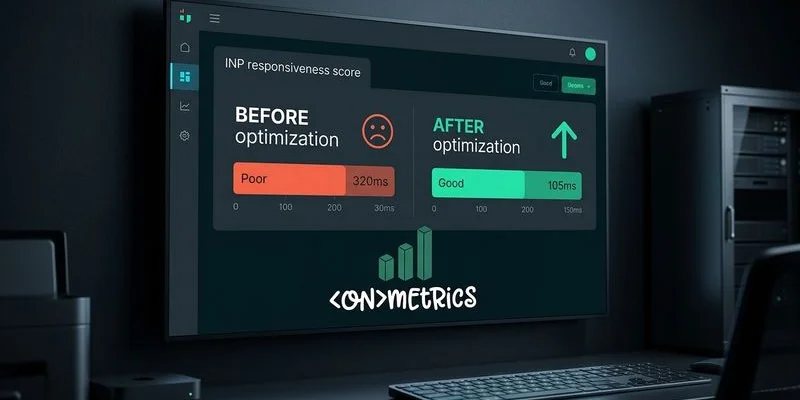 Dashboard showing INP metric improvements for a local business website after optimization
